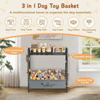 Lomivra Large Dog Toy Basket (23.6"x11.2"x9.7"), Dogs Toy Bin with Storage Organizer, Trapezoid Toy Box for Dog Stuff Accessories, Pet Toy Storage Holder Chest for Cat Dogs Essential Supplies