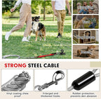 Snagle Paw Dog Tie Out Cable and Stake with Lock-Cap,Heavy Duty 20FT Dog Yard Leash & Stake with Shock Absorbing Bungee Tether,Rust Proof Ground Anchor for Yard, Beach, Camping & Outdoor,up to 360 Lbs