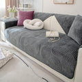 Soft Plush Geometric Quilted Couch Sofa Cover Boho Non Slip Fuzzy Sectional Couch Cover Solid Color Washable Sofa Slipcover Furniture Protector for Kids Dogs Cats (Dark Grey,36"x82")