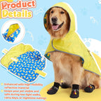 Dog Raincoat and Shoes for Weighing 20-38lbs, Spring Summer Waterproof Dogs Boots & Paw Protectors, Adjustable Pet Poncho with Leash Hole for Large Medium Small Dogs, Yellow(Double Side)