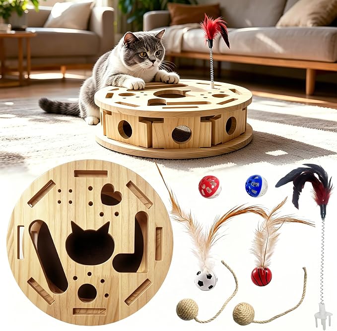 2026 New Model Circle Cat Nail File Enrichment Box Cat Nail File Box with Sandpaper Stress-Free Alternative to Trimming Nails, Cat Toys Interactive for Indoor Cats Nail Scratcher （Circular）