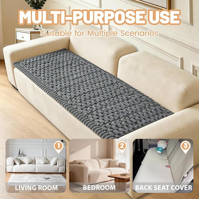 Waterproof Couch Cover for Dogs Washable,Nonslip Fuzzy Durable Pet Friendly | Soft Slipcovers for 3 Cushion Sofa Cover,Plush Thick Protector Fits Mat Bed Leather & Fabric Couches (Grey 27.6"x82.7")