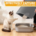 Pieviev Litter Box Mat, Double-Layer Urineproof Design, 30" x 24" Gray | Honeycomb Litter Trapping Mat Captures Scattered Particles to Stop Tracking, Waterproof Base Protects Floors, Easy to Clean