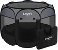 Love's cabin Pet Puppy Dog Playpen, Medium Dog Tent Crates Cage Indoor/Outdoor, Portable Playpen for Cat, Foldable Pop Up Dog Kennel Playpen with Carring Case, Removable Zipper Top, Dark Grey