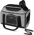Petskd Top-Expandable Small Pet Carrier 18"x11"x11" Airline Approved | for Delta/American/United Airlines, Lockable Safety Zippers and Anti-Scratch Mesh, Soft-Sided, Pets Under 10 Lbs, Grey