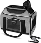 Petskd Top-Expandable Small Pet Carrier 18"x11"x11" Airline Approved | for Delta/American/United Airlines, Lockable Safety Zippers and Anti-Scratch Mesh, Soft-Sided, Pets Under 10 Lbs, Grey