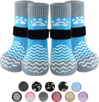 PUPTECK Anti Slip Dog Socks with Double Grippers for Hardwood Floors, Shoes for Hot/Cold Pavement, Boots & Paws Protectors to Prevent Licking, Traction Booties for Senior Small Large Dogs