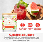 Pet House Candles, Soy-Based, Long Burning Scented Candles for Pet Homes, 60 Hour Burn Time - Watermelon Mojito, 9 oz, 2 Pack