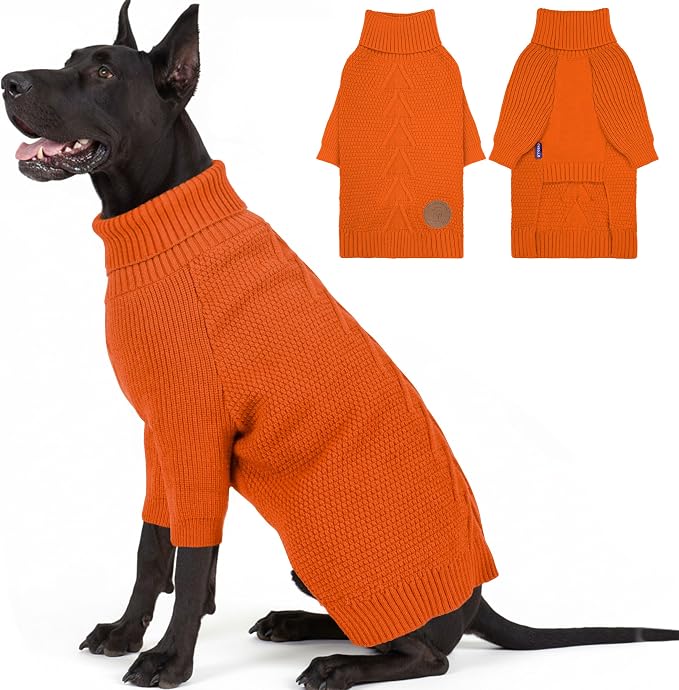 cyeollo Dog Sweater Long Sleeve Knitted Turtleneck Pullover Warm Clothes | Ultra Soft Warm Knit, Full Coverage, 4-Way Stretch for Easy Movement, Easy On & Off, Winter Daily Wear for Small Dogs