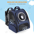 Bubble Cat Backpack Carrier, Expandable Cat Carrier Backpack,Breathable Pet Backpack for Medium Cat,Kitten and Small Puppy, Large Space,Portable Bags Foldable Dog Backpack for Traveling,Hiking (Blue)