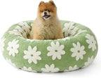 LE SURE Shown on TV Jacquard Donut Cute Small Dog Beds,Green 27x27x8in | Orthopedic Calming Cat Sofa Indoor,Original Design Pattern,Washable Cover,Home Decor as Gift for Pet,Anti Slip Bottom