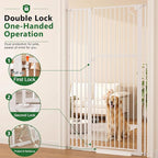 Floisdace 63" Extra Tall Pet Gate for Cat/Dog, Adjustable 29.9-37.4" Wide Auto Close Tall Cat Gate, No Drilling Pressure Mount Kit, Dog Gate for Doorways, Hallways, Kitchen, White