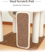 53'' Cat Tree for Large Cat, Modern Senior Friendly Cat Tower with Wide Shelves Low Step, Cotton Scratching Posts, Super Sturdy Base, Cozy Perches, and Interactive Toys (White)
