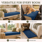 Smiry Velvet Couch Cover for Dogs, Non Slip Soft Sofa Protector for Pets | Washable Sofa Cover for Cats, Cozy Furniture Protector Against Pet Hair, Scratches, Fits Sectional Sofa(Navy Blue, 36"x36")