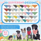 Sweetude 100 Pcs Dog Bandanas Bulk Dog Bandana Bibs Pet Bandanas with Captions Adjustable Cat Outfit Washable Triangle Scarf Kerchief for Small to Medium (Cute)