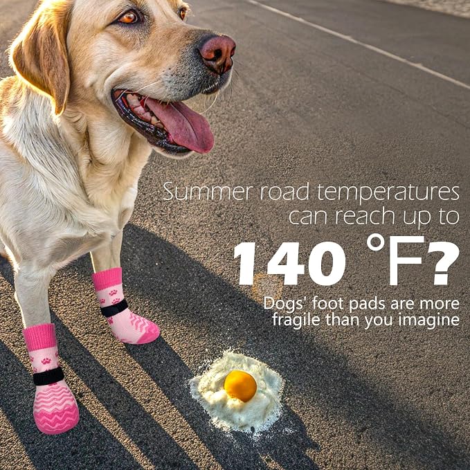 EXPAWLORER 6Pcs Anti Slip Dog Socks to Prevent Licking Paws, Dog Shoes for Hot Pavement, Double Sides Dog Boots & Paw Protectors Booties for Hardwood Floors with Grip Small Medium Large Senior Dogs, L