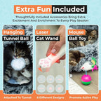 WiskaDen XL Plush Cat Tunnel Bed with Toy and Elderly Feline Access. 3-in-1 Dark Grey Fluffy Donut Cushion with Ears. Circle Tube for Indoor Cats Leisure, Hiding Spot, Dog Bed, or Rabbit Cave