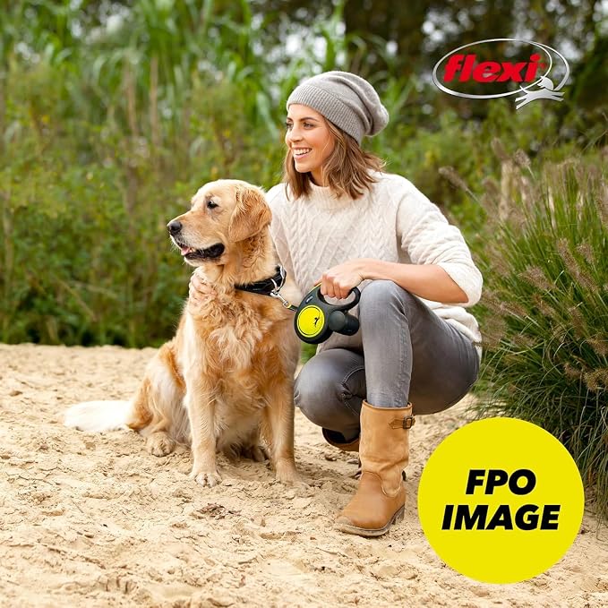 FLEXI® Giant Tape Retractable Dog Leash, Medium, 26 ft - Black | German engineered, original flexi leash, durable quality for dogs up to 55 lbs, tangle-free, walking, reliable brake system