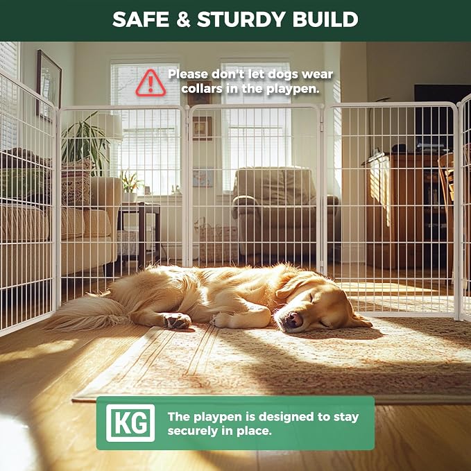 FXW Homeplus Indoor Dog Playpen with Divider Connectors, 45" H, 16 Panels | Calm Indoor Play Area, Two-Zone Layout, For Large Dogs, Patented