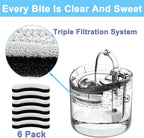 Cat Water Fountain Filter Replacement 6pcs Cat Fountain Filter Arc-shaped Washable Pet Fountain Filters with Triple Filtration System Activated Carbon for 1.8L HAPUP Dog Water Fountain