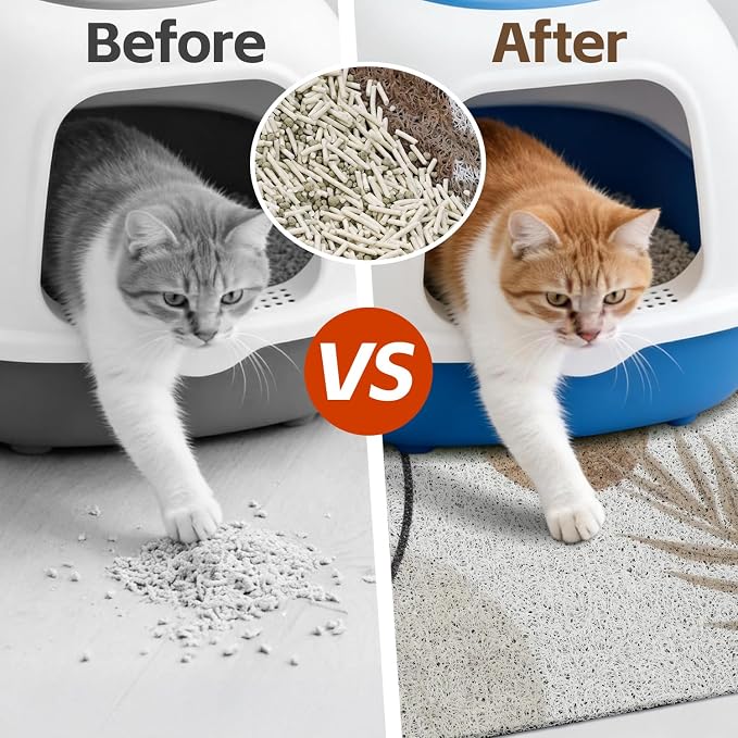 Cat Litter Mat Litter Trapping Mat, 33"x22" Waterproof Urine Proof Litter Box Mat Catcher Mat Non-Slip Washable for Kitty Kitten, Brown