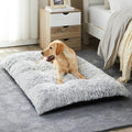 BFPETHOME Dog Beds for Large Dogs, Plush Dog Crate Bed Fluffy Cozy Kennel Pad for Sleeping &Ease Anxiety, Washable Pet Mats with Anti-Slip Bottom for Large Medium Dogs, Pet Bed Grey