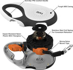 TUG 360° Tangle-Free Retractable Dog Leash with Anti-Slip Handle | 16 ft Strong Nylon Tape | One-Handed Brake, Pause, Lock (Medium, White/Orange)