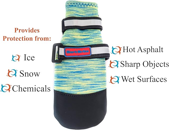 All Weather Neoprene Paw Protector Dog Boots with Reflective Straps in 5 Sizes! (Turquoise XL)