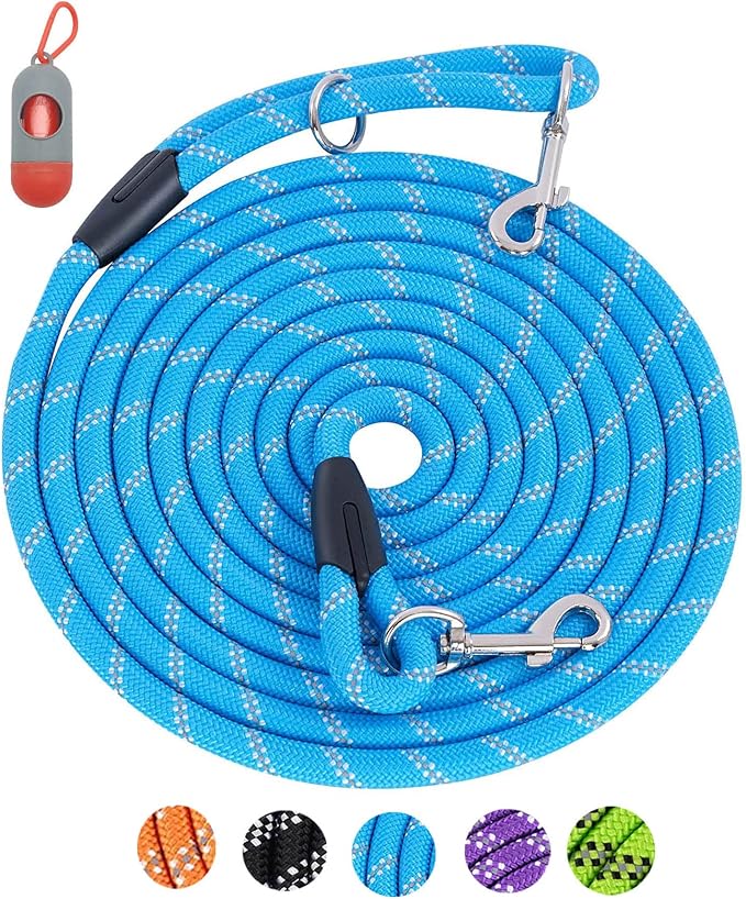 Long Dog Leash for Dog Training 10FT 16FT/30FT/50FT/100FT, Reflective Rope Dog Leash, Heavy Duty Dog Lead for Large Medium Small Dogs Walking Playing, Camping, or Yard