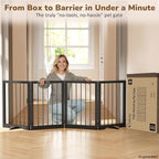 Free Standing Dog Gate Indoor, Foldable Dog Gate for Doorways Stairs | 4-Panel Freestanding Pet Gate with Support Feet for Stability, Folding Puppy Gate Easy to Move, Doggy Gate 72"x24", Black