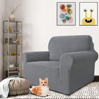 MAXIJIN Stretch Chair Cover Chair Slipcovers with Arms, 1-Piece Couch Sofa Chair Covers for Living Room, Non Slip Armchair Cover (31"-46") Furniture Protector Dogs Pet Friendly (Chair, Light Grey)