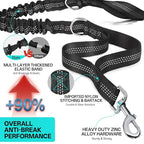 Hands Free Dog Leash, 240LB Heavy Duty Retractable with Partitioned Pouch Adjustable Waist Belt for Walking Running Jogging Hiking Biking Training for Medium/Large 25-120LBS Dog(Not for＜25LBS)