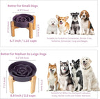 Elevated Slow Feeder Dog Bowl, 8.8" Ceramic Maze Dog Bowl with Stand | 3.2 Cups Slow Feeding Dog Dish for Fast Eaters, 7" Tall Anti-Slip Raised Slow Feeder for Medium to Large Breeds, Purple