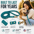 Gummy K9 Dog Leash, Biothane, Dog Training Leash, Made in The USA, 6 Feet, Various Sizes & Colors (1/2, Teal)