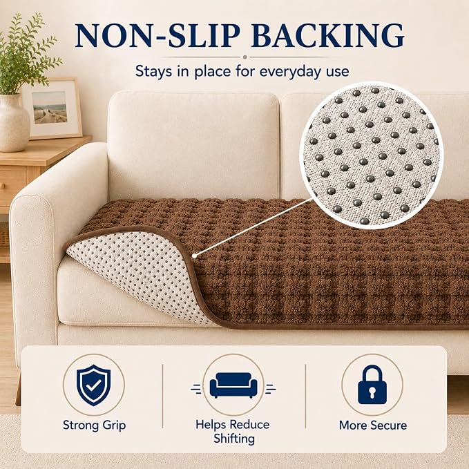 35.4"x70.9" Waterproof & Non Slip Couch Cover for Dogs, Plush Flannel | Washable Pet Friendly Soft Sofa Covers for Living Room. Heavy Duty Furniture Couch Protector for Cats and Sectional