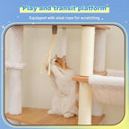 Hey-brother Wooden Cat Tree, Furniture Tower with Large Platforms, MPJ121WB | 69.7 inch, Modern Full Sisal Scratching Posts, Hammocks, Spacious Condo, Ladder, Brush, Water Proof Surface, Walnut