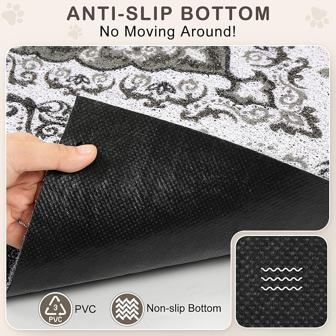 Unicorn Catcher 33"x22" Cat Litter Mat Non-Slip Washable Litter Box Mat | High-Density PVC Litter Catcher Mat Efficiently Traps Scattered Litter From Paws To Keep Floors Clean