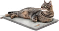 K&H Heated Cat Bed, Thermo-Kitty Mat Indoor, Safety Listed, 6W, Gray | Removable Waterproof Cat Heating Pad, Reversible Calming Warm Foam Pet Pad, Machine Washable, Smart Thermostat, 25x12.5in