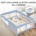 XVISHX Baby Playpen with Mat, 65 x 50 Inch Play Pen Playards, Playpen for Babies and Toddlers, Baby Playard for Indoor & Outdoor Active Center Game Fence, Skin-Friendly Fabric and Soft Breathable Mesh