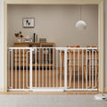 Extra Wide Baby Gate with Door 53.4-62 Inch Pressure Mounted, Auto Close Child Baby Gates for Doorways No Drill, Walk Through Dog Gate Indoor for The House, White