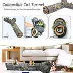Cat Tunnel,3 Way Cat Toys,Tree Trunk Cat Tunnels for Indoor, Cat Maze for Kitty, Puppy, Kitten,Rabbit to Chase and Play, Collapsible Tube, Easy to Store Kitten Tunnel,L59,Tree Design Gift