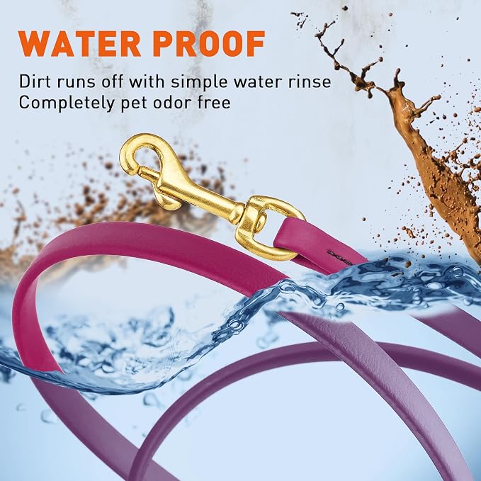 Viper Biothane K9 Working Dog Leash Waterproof Lead for Tracking Training Schutzhund Odor-Proof Long Line with Solid Brass Snap for Puppy Medium and Large Dogs, 33ft Magenta Pink