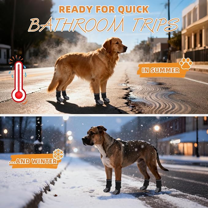 KOOLTAIL Non Slip Dog Socks Shoes to Prevent Licking Paws and Scratching, Winter Pet Booties for Cold Pavement & Hardwood Floors, Dog Grip Booties for Small Medium Large Senior Dogs