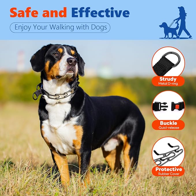 Supet Prong Collar for Dogs, Adjustable Dog Pinch No Pull Training Collar with Quick Release Buckle, Rubber Tips and Extra Links for Small Medium Large Dogs