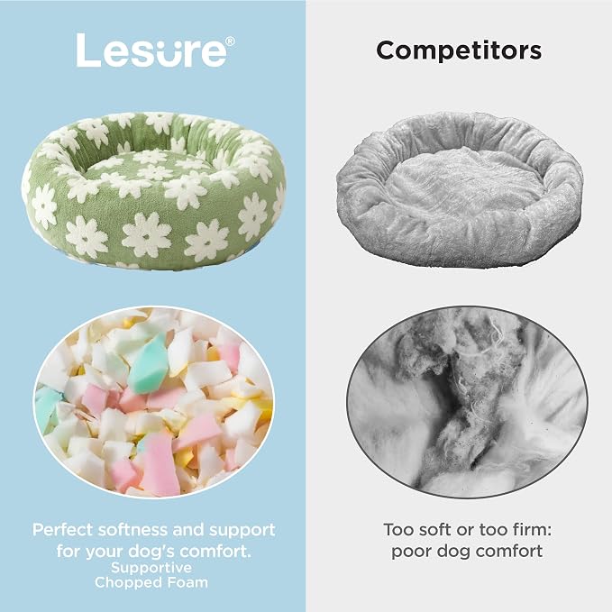 LE SURE Shown on TV Jacquard Donut Cute Cat Beds Indoor,Green 20x20x6in | Orthopedic Calming Small Dog Bed,Original Design Pattern,Washable Cover, Home Decor as Gift for Pet,Anti Slip Bottom