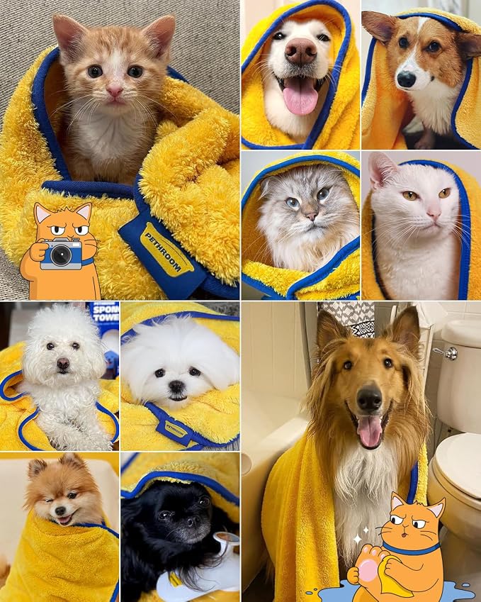 Ultra Absorbent Pet Towel | Quick-Drying, Soft Microfiber Dog & Cat Bath Towel | Lightweight, Durable, Fast Water-Soaking | Ideal for All Breeds (Medium) 15.7" x 31.5"