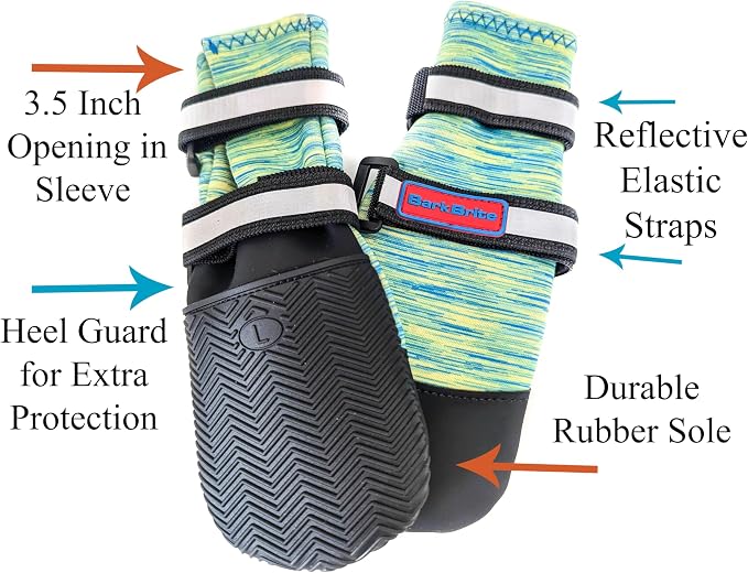 All Weather Neoprene Paw Protector Dog Boots with Reflective Straps in 5 Sizes! (Turquoise Medium)
