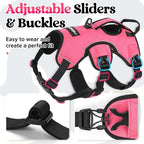 rabbitgoo Escape Proof Dog Harness for Large, No Pull with Lift Handle | No Escape, Full Soft Padded, Reflective Adjustable Vest, Leash Clip for Walking Hiking Training, Peach Pink, Large