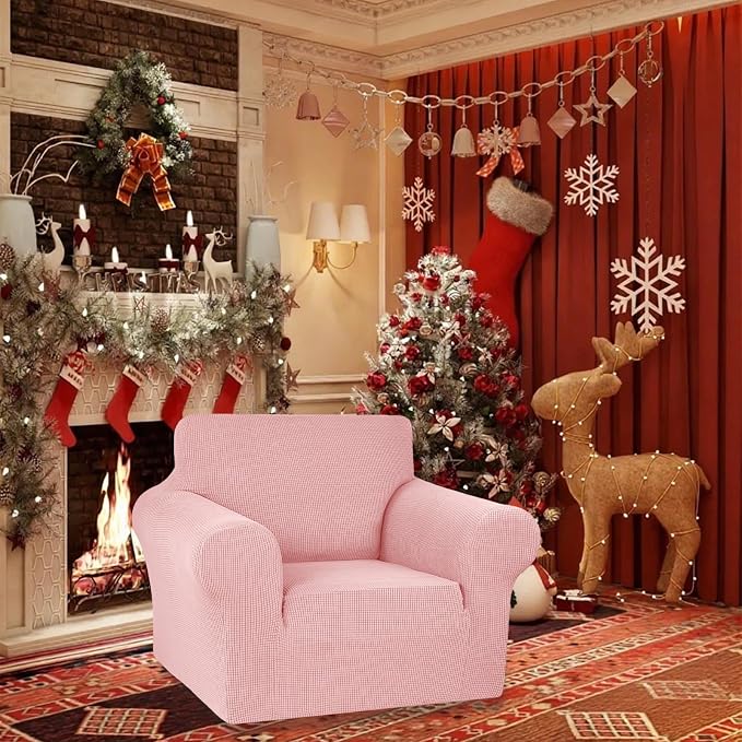 Stretch Chair Sofa Slipcover, Single Couch Cover,Dusty Pink | 1-Piece Washable Sofa Cover,Pet Friendly (31"-55") Furniture Protector Soft Jacquard Elastic Bottom for Dogs & Kids