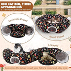 Aliceset Mushroom Spring Cat Tunnel Bed for Indoor Cats 3ft x 3ft x 10in Foldable Cat Donut Tunnel with Washable Cushion Mushroom Pet Peekaboo Cave Toy for Small Kitten Kitty